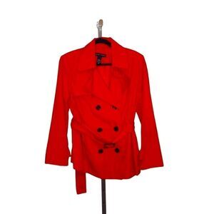 New York & Co Size Large Red Short Trench